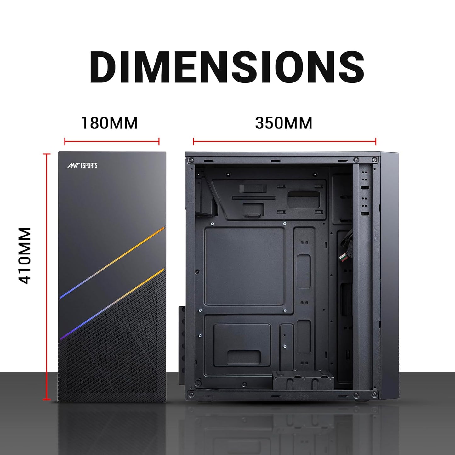 Ant Esports SI24 Mid-Tower Computer Case/Gaming Cabinet - Black | Support ATX, Micro- ATX, Mini-ITX | Pre-Installed 1 Rear Fan