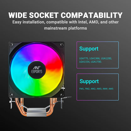 Ant Esports ICE-C200 V2 CPU Cooler/CPU Fan with Rainbow LED Fan