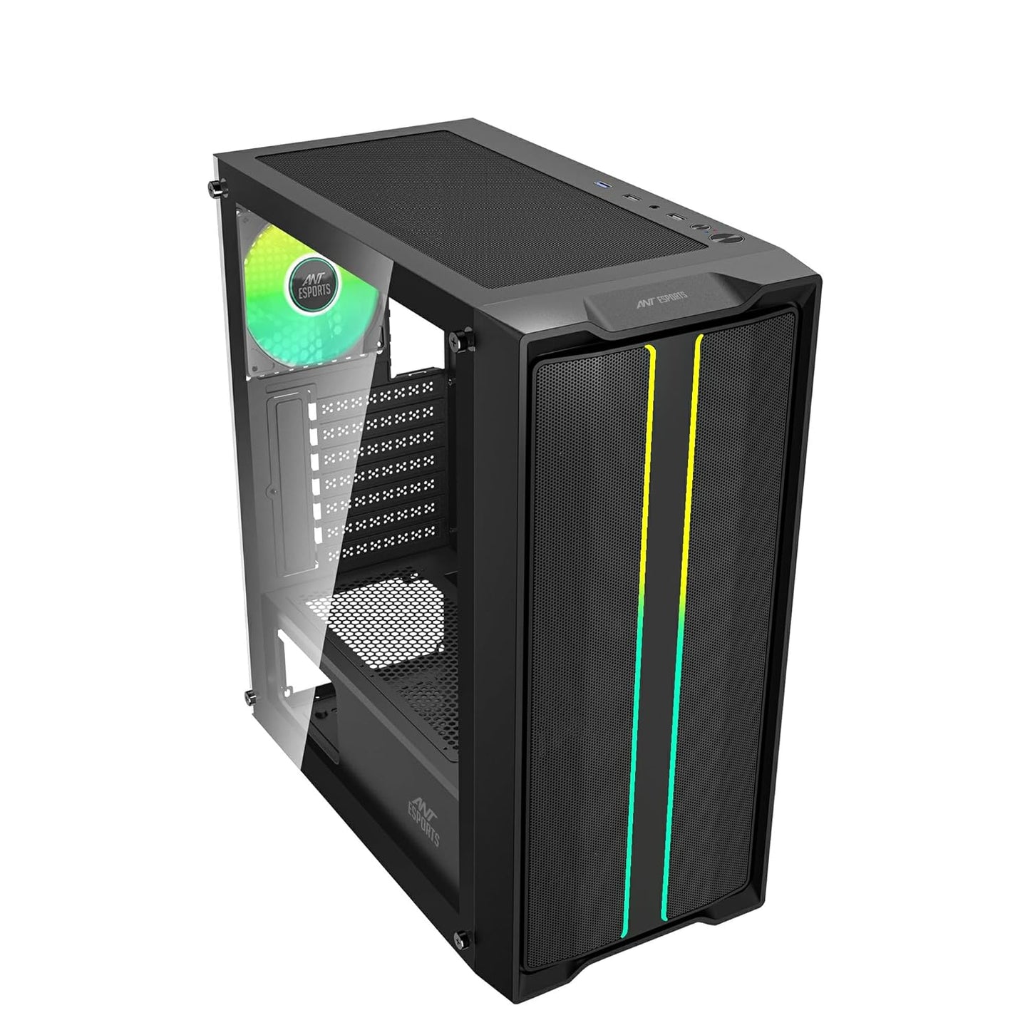 Ant Esports SX3 Mid- Tower Computer Case/Gaming Cabinet - Black | Support E-ATX, ATX, Micro-ATX, Mini-ITX | Pre- Installed 1 Rear Fan