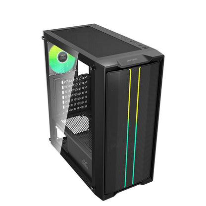 Ant Esports SX3 Mid- Tower Computer Case/Gaming Cabinet - Black | Support E-ATX, ATX, Micro-ATX, Mini-ITX | Pre- Installed 1 Rear Fan