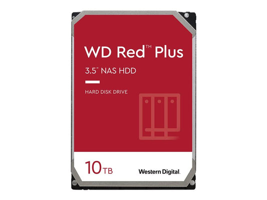 Western Digital 10TB WD Red Plus NAS Internal Hard Drive HDD - 7200 RPM, SATA 6 Gb/s, CMR, 256 MB Cache, 3.5" - WD101EFBX
