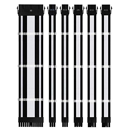 Ant Esports MODPRO Sleeve PSU Cable Kit 30 cm Extension Cable I Set of 3 (White - Black)