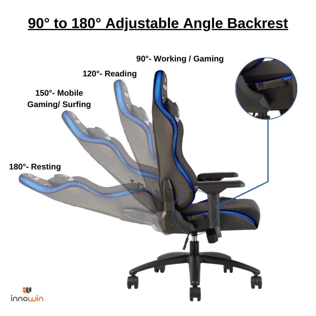 INNOWIN Phoenix Gaming Chair Ultimate Ergonomic Multi Functional Racing Style with 4D Adjustable Arms (Black)