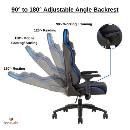 INNOWIN Phoenix Gaming Chair Ultimate Ergonomic Multi Functional Racing Style with 4D Adjustable Arms (Black)
