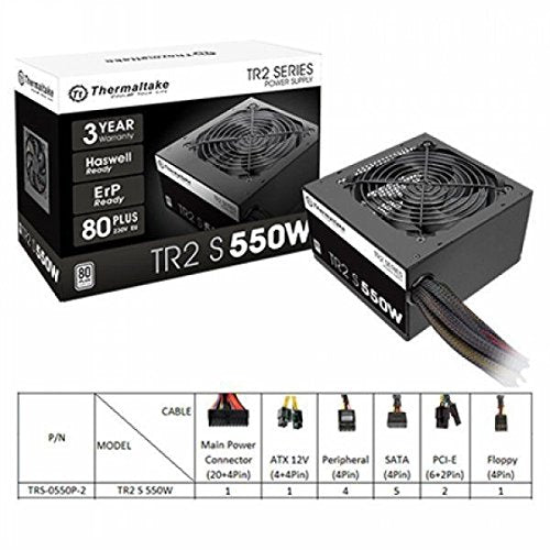 Thermaltake TR2 Series 80 Plus White Certified 550W 230V TRS-550P-2 Power Supply for Gaming PC