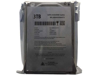 WL 3TB 7200RPM 64MB Cache SATA III 6.0Gb/s 3.5" Internal Desktop Hard Drive (For RAID, NAS, DVR, Desktop PC) w/