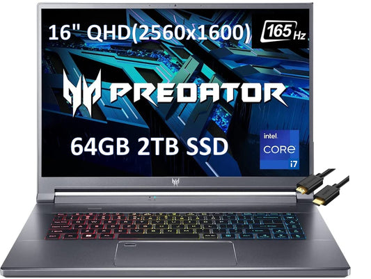 Acer Predator Triton 500 SE 16" QHD+ 165Hz (Intel Core i7-11800H, 64GB RAM, 2TB SSD, Geforce RTX 3060) Gaming Laptop - 2022