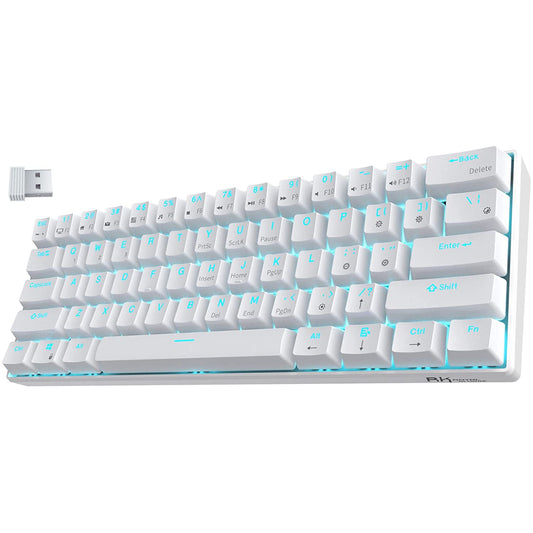 RK ROYAL KLUDGE Royal Kludge RK61 61 Keys Wired/ Wireless Multi-Device Yellow LED Backlit Mechanical Gaming Keyboard
