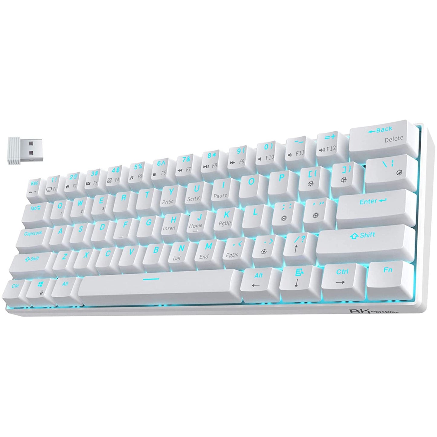 RK ROYAL KLUDGE Royal Kludge RK61 61 Keys Wired/ Wireless Multi-Device Yellow LED Backlit Mechanical Gaming Keyboard