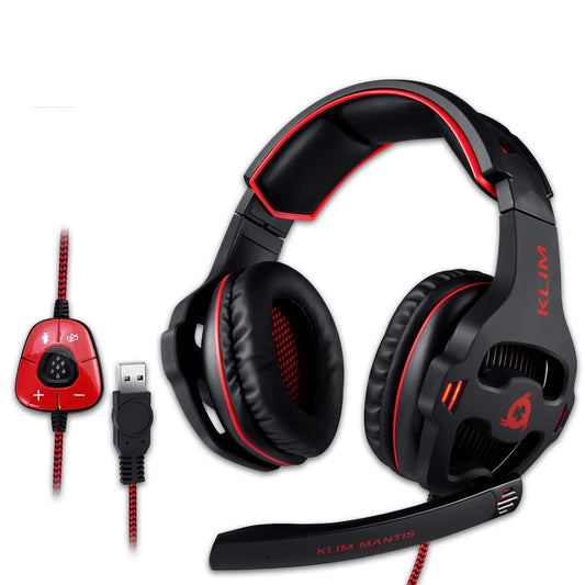 KLIM Mantis - Gaming Headphones - USB Headset with Microphone - 7.1 Surround Sound - [ New 2022 Version ] - Noise Cancelling Gaming Headset