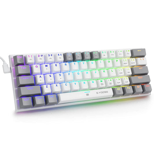 HUO JI Gaming Keyboard with Blue Switch, Numeric Keypad, US English Layout, Wired 61 Keys, Mechanical Key Switch