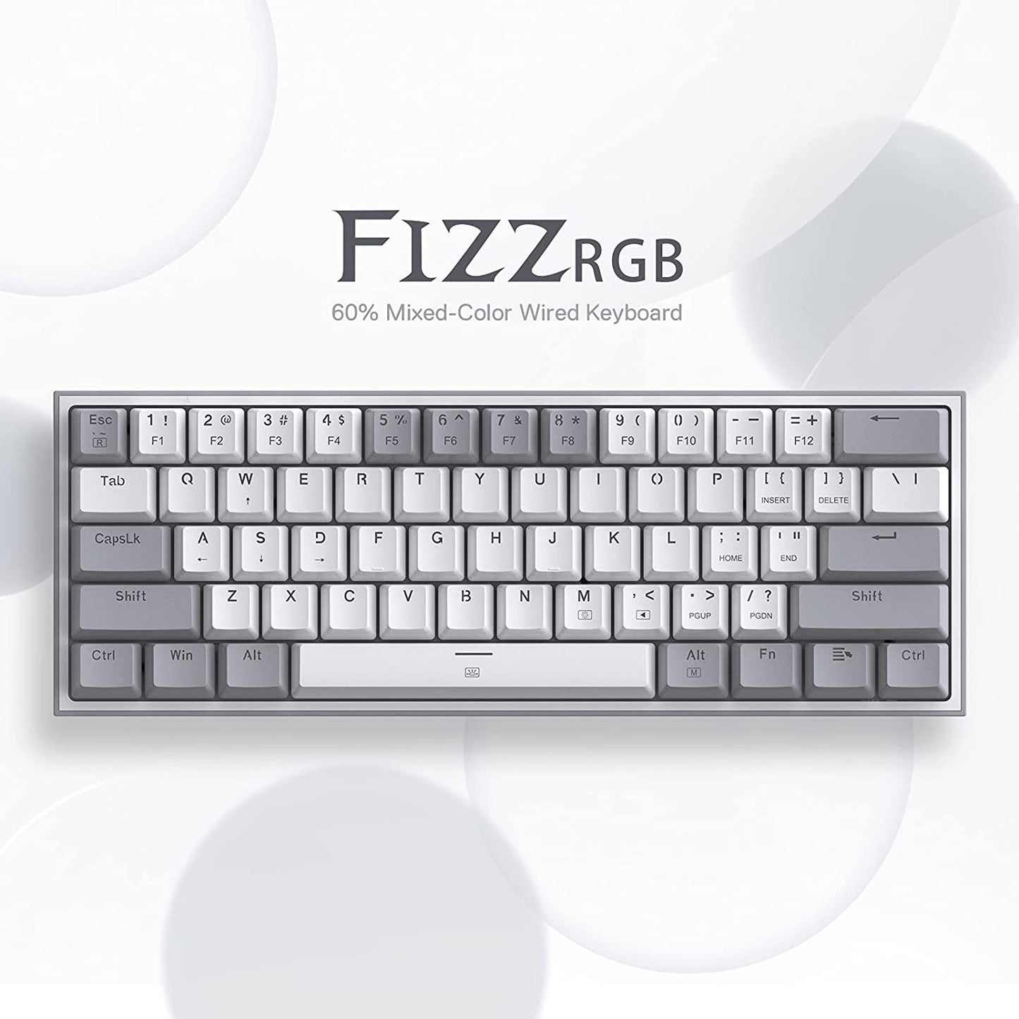 Redragon K617 Fizz 60% Wired RGB Gaming Keyboard, 61 Keys Compact Mechanical Keyboard, Pro Driver/Software Supported