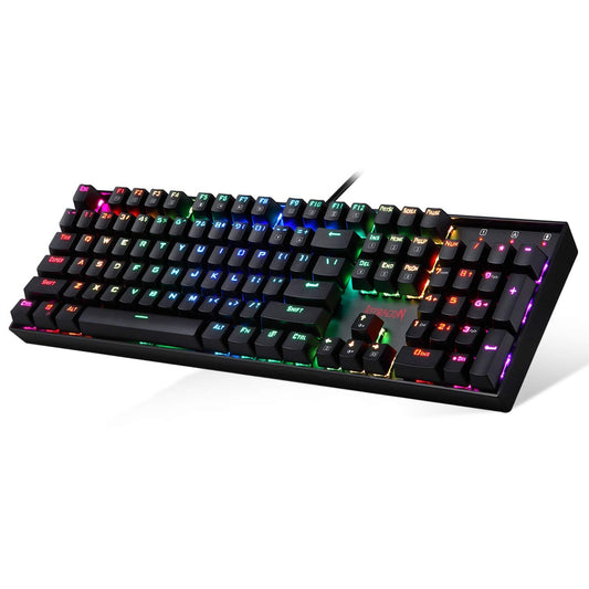 Redragon K551 RGB LED Backlit Wired Mechanical Gaming Keyboard with Numlock Keys for Windows PC (Black, Blue Switches)