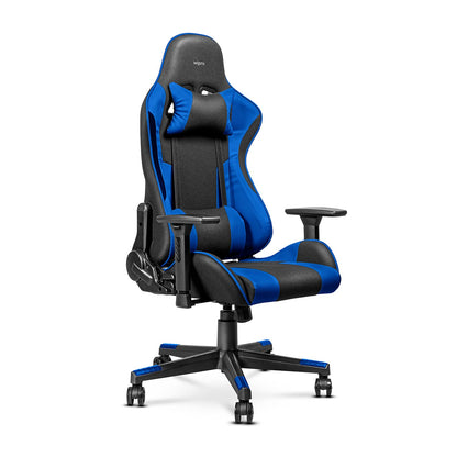 Wipro Jedi Gaming Chair with Fabric & PU Leather upholsetery (Black and Blue), 3D armerst (PU Padded), Durable Nylon Base a