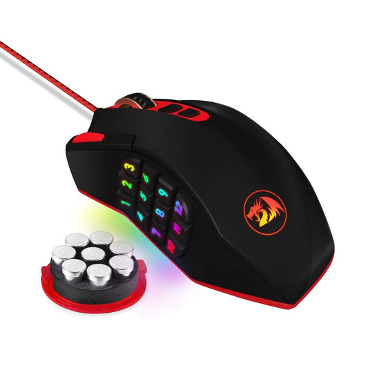 Redragon Perdition M901 24,000 DPI MMO Laser Gaming Mouse with 18 Programmable Buttons and 8 Piece Weight Tuning Set