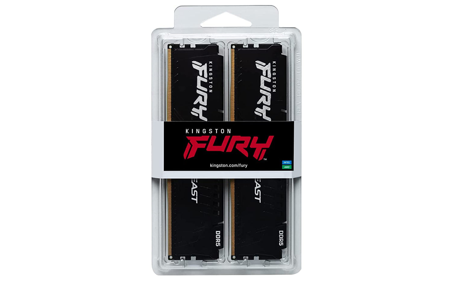 Kingston Technology Fury Beast 32GB (2x16GB) 6000MHz DDR5 CL40 DIMM (Kit of 2) Desktop Memory KF560C40BBK2-32,Black