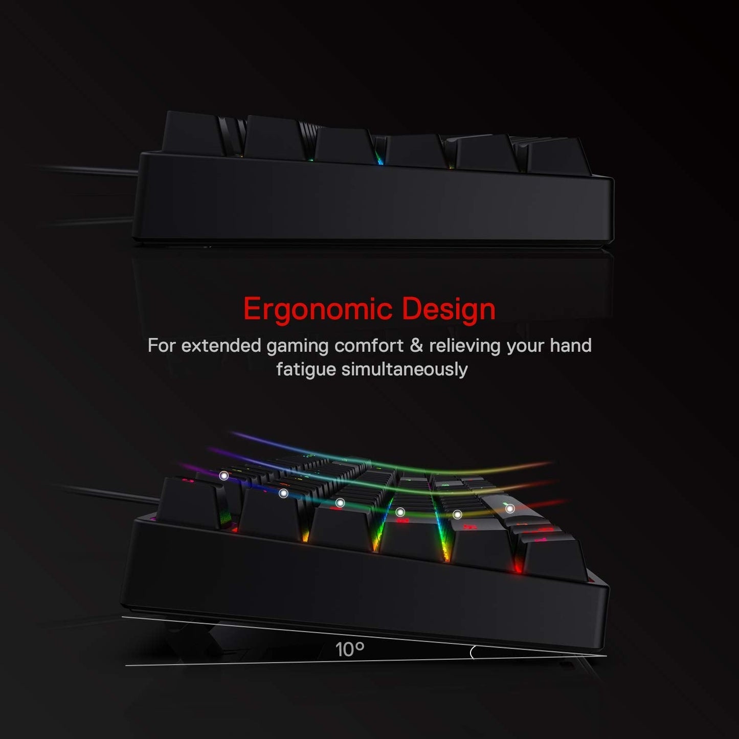 Redragon K582 SURARA RGB LED Backlit Mechanical Gaming Keyboard with 104 Keys, Tactile (Blue Switches)