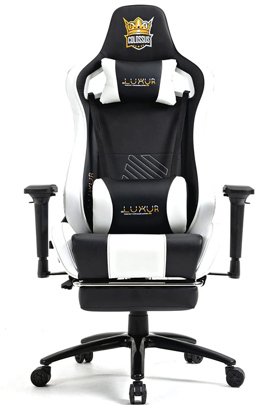 Dr Luxur Colossus Ergonomic Gaming & Office Chair, PU Leather, with Footrest, Removable Neck ,Multi Position Locking Mechanism