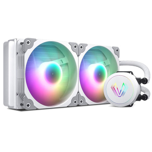 Vetroo V240 Water Cooler 240mm Radiator Intel LGA1200 Ready White Addressable RGB All-in-one AIO CPU Liquid Cooler