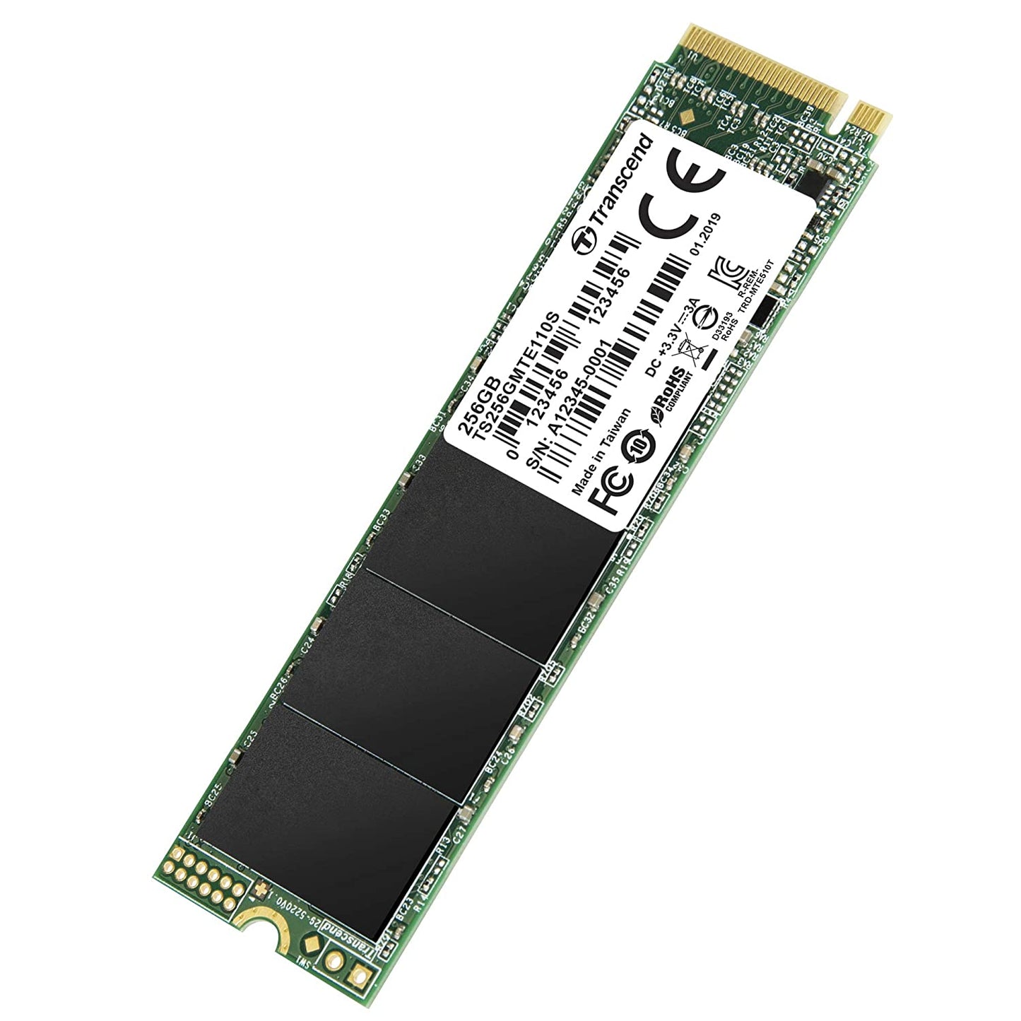 Transcend 256GB NVMe PCIe Gen3 x 4 80 mm m.2 Solid State Drive (TS256GMTE110S)