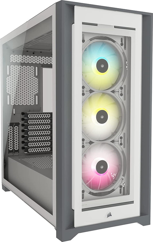 Corsair iCUE 5000X RGB Tempered Glass Mid-Tower ATX PC Smart Case, White (CC-9011213-WW)
