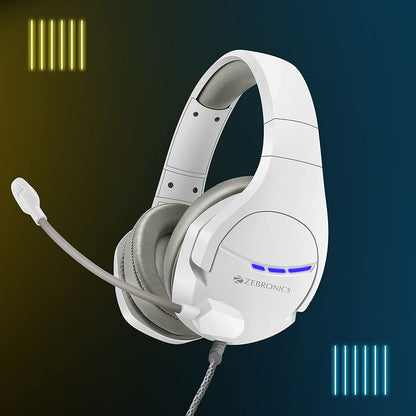 ZEBRONICS Crusher USB Gaming Headphone with Advanced Software, 7.1 Simulated Surround Sound, RGB LED, 2 Meter Braided Cable (White)