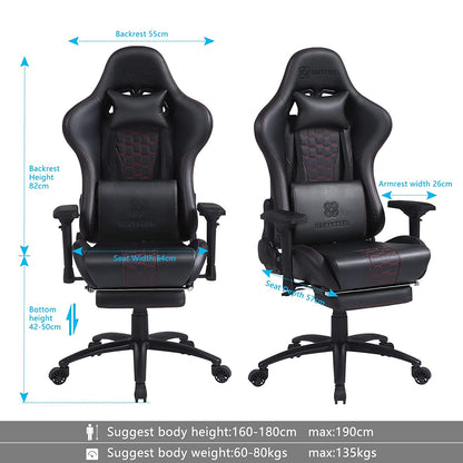 Quantum Massage Gaming Chair with Warranty Gaming Chair with High Back and Ergonomic Adjustable Swivel Task Chair(Black)