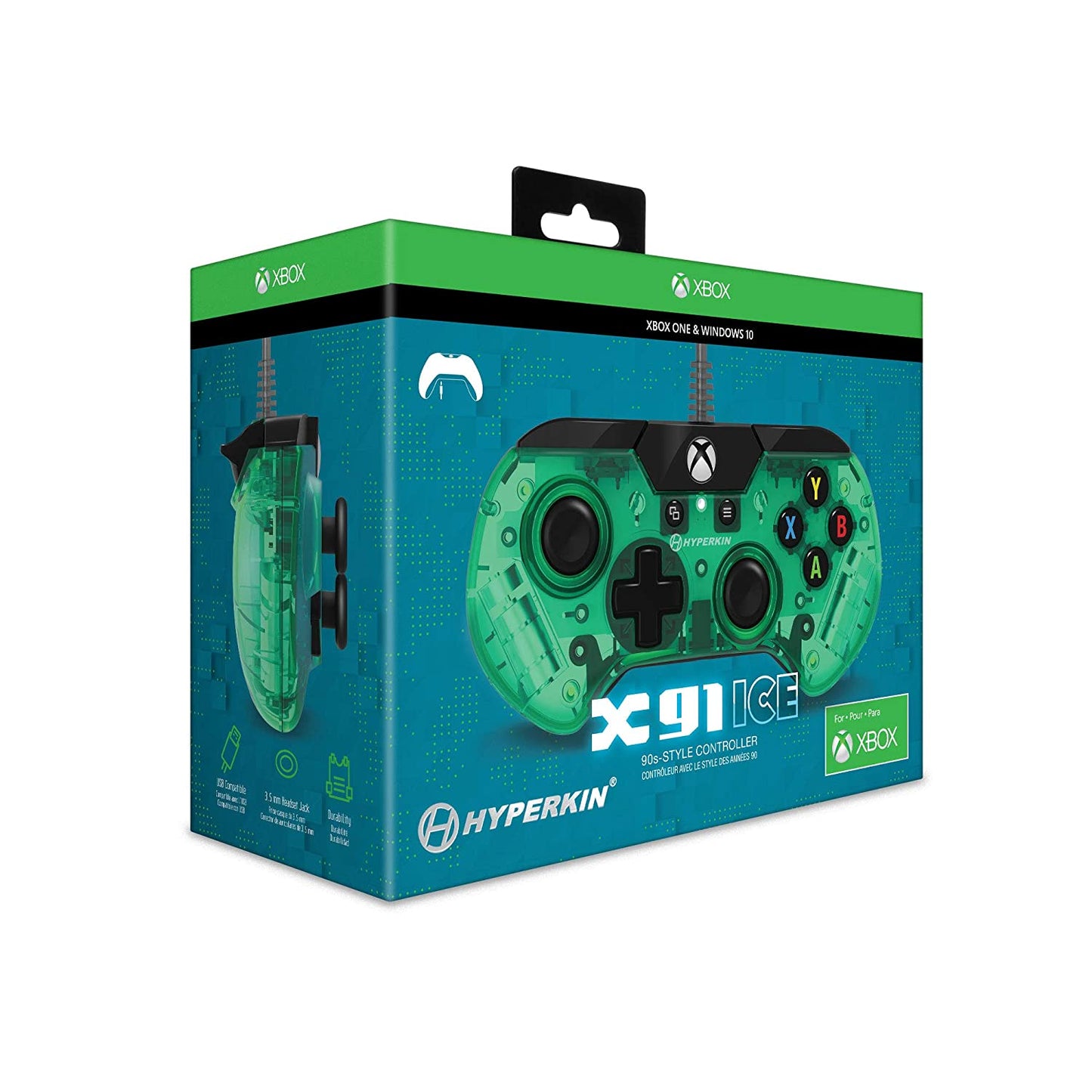 X91 Ice Wired Controller for Xbox One/Windows 10 PC (Aqua Green) - Hyperkin - Officially Licensed by Xbox