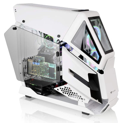 Thermaltake AH T600 Snow Helicopter Styled Open Frame Tempered Glass Swing Door E-ATX Full Tower Case CA-1Q4-00M6WN-00,White