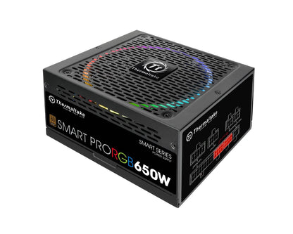 Thermaltake Smart Pro RGB 650W 80+ Bronze Certified PSU. Ultra Quiet Smart Zero 256-Color RGB, ATX 12V 2.4/EPS 12V 2.92 Power Supply. 7 Year Warranty PS-SPR-0650FPCBUS-R