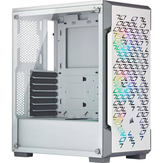 Corsair iCUE 220T RGB Airflow Tempered Glass Mid-Tower Smart Case, White - CC-9011174-WW