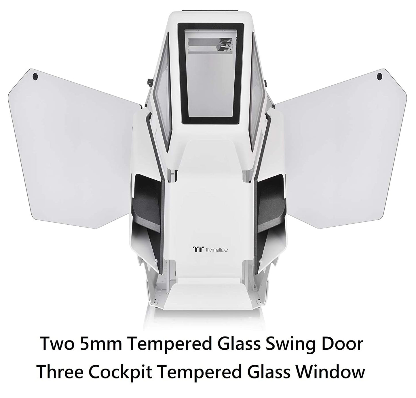 Thermaltake AH T600 Snow Helicopter Styled Open Frame Tempered Glass Swing Door E-ATX Full Tower Case CA-1Q4-00M6WN-00,White