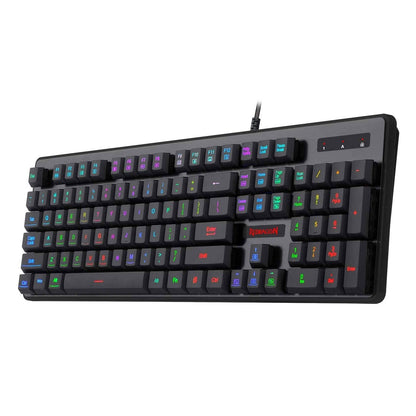 Redragon Dyaus K509 Wired Semi Mechanical Gaming Keyboard with 7 RGB Backlit Colors on Keys & without Edge Side Light Illumination (Black)