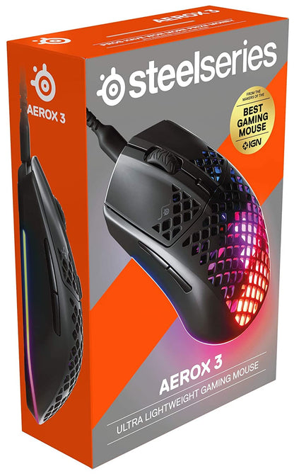 SteelSeries Aerox 3 - Super Light Gaming Mouse - Universal USB-C connectivity, Black