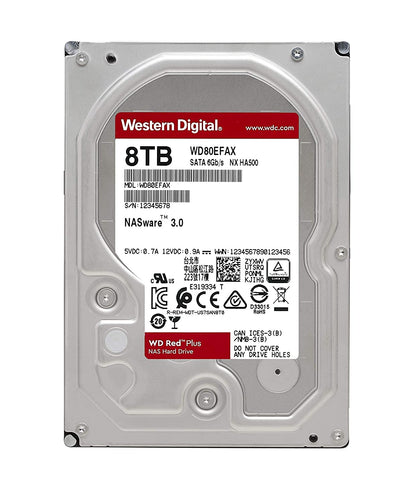 Western Digital Bare Drives WD Red 8TB NAS Hard Disk Drive - 5400 RPM Class SATA 6 GB/S 256 MB Cache 3.5" (WD80EFAX)