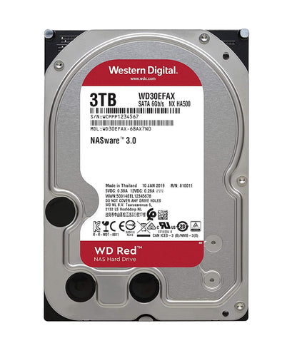 Western Digital WD Red 3TB NAS Internal Hard Drive - 5400 RPM Class, SATA 6 Gb/s, 256 MB Cache, 3.5" - WD30EFAX