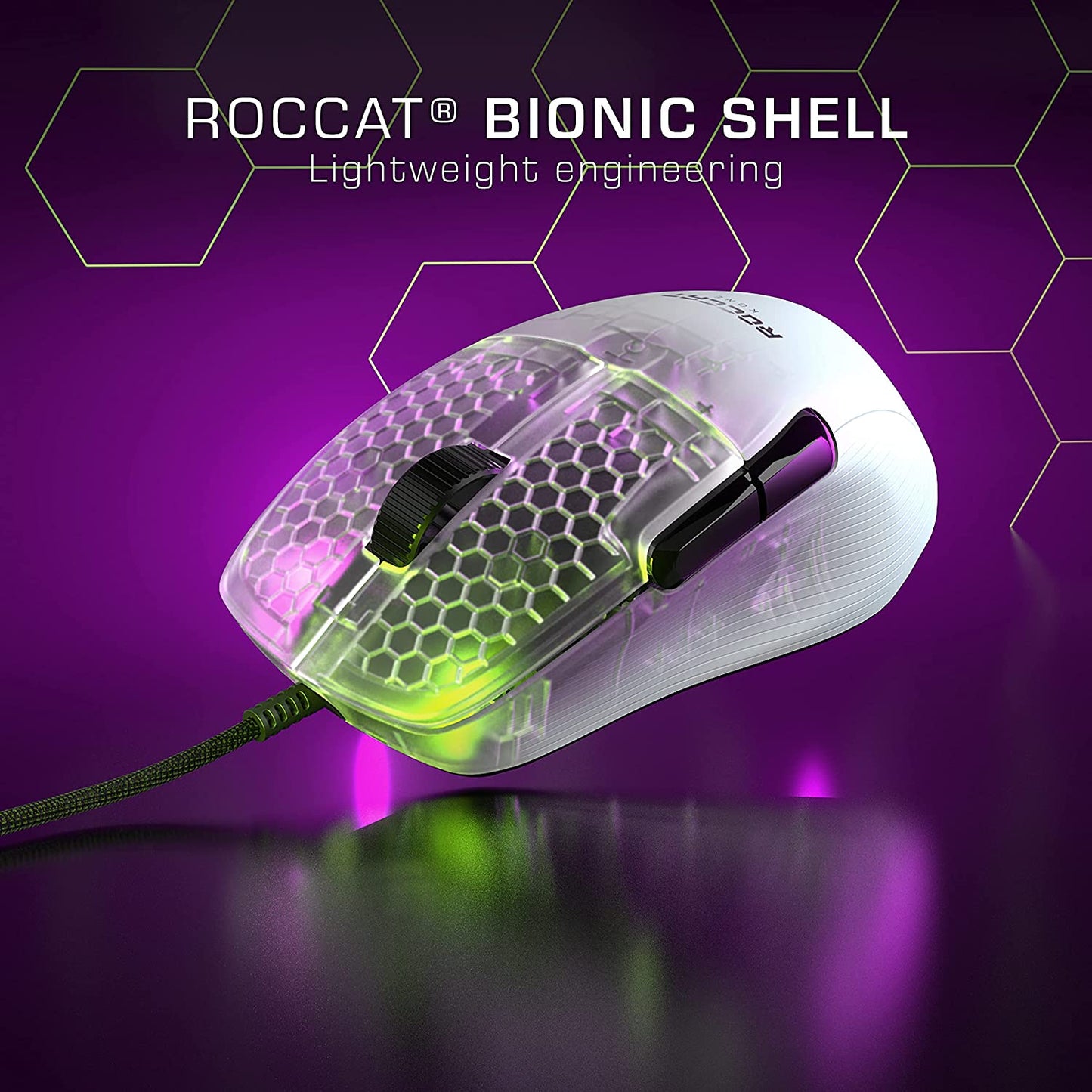 ROCCAT KONE Pro Lightweight Ergonomic Optical Performance Gaming Mouse with RGB Lighting, White