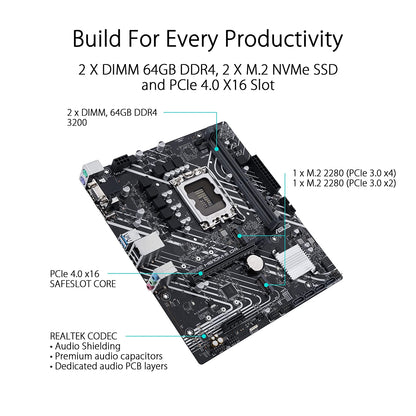 ASUS Prime H610M-E D4 Intel LGA 1700 mic-ATX Motherboard