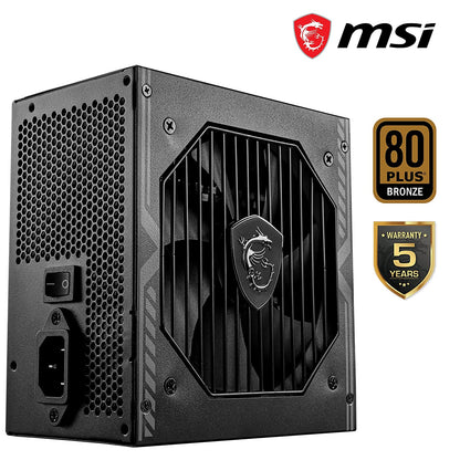MSI MAG A650BN Gaming Power Supply Unit: 80 Plus Bronze, 650 Watt, 12V Single-Rail, DC-to-DC Circuit, 120mm Fan, 5-Year Limited Warranty