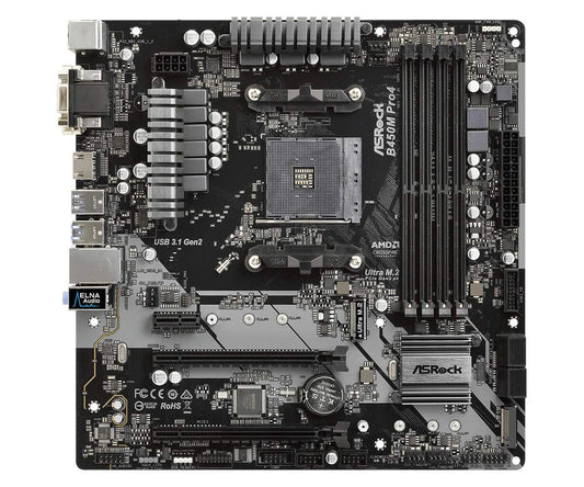 ASRock MicroATX Motherboard (B450M PRO4) - Store For Gamers