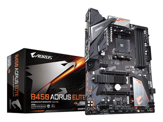 Gigabyte B450 AORUS ELITE (AMD Ryzen AM4/ M.2 Thermal Guard/Hmdi/DVI/USB 3.1/DDR4/ATX/Motherboard) - Store For Gamers