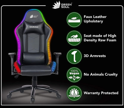 Green Soul Thunder Multi-Functional Chair with LED RGB Lights - Store For Gamers