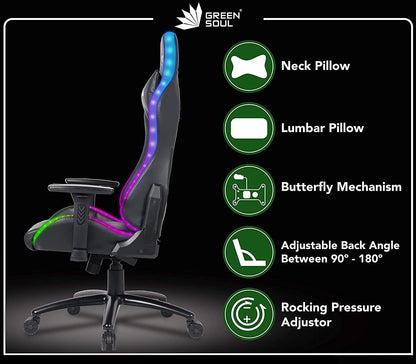 Green Soul Thunder Multi-Functional Chair with LED RGB Lights - Store For Gamers