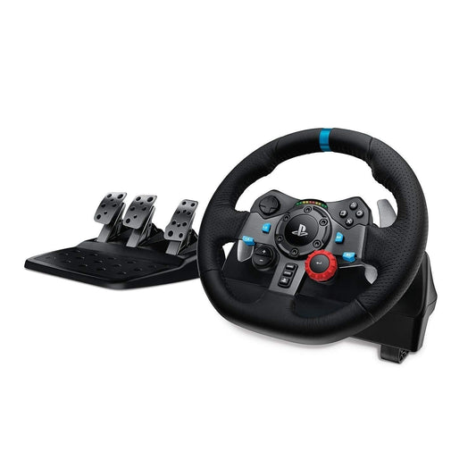 Logitech G29 Driving Force Racing Wheel and Floor Pedals, Real Force, Stainless Steel Paddle Shifters, Leather Steering Wheel Cover, Adjustable Floor Pedals, PS5/PS4/PS3/PC/Mac – Black - Store For Gamers