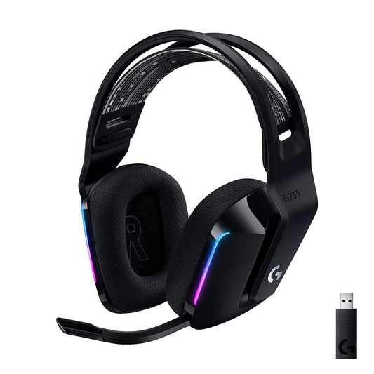 Logitech G733 Light-Speed Wireless Gaming Headset with Suspension Headband, LIGHTSYNC RGB, Blue VO!CE mic Technology and PRO-G Audio Drivers, Black - Store For Gamers