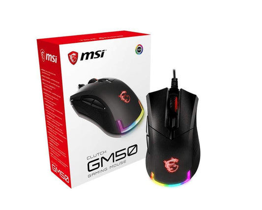 MSI CLUTCHGM50 Gaming USB RGB Adjustable up to 7200 DPI 1ms 6 Buttons Desktop Laptop Gaming Grade Optical Mouse (Clutch GM50) - Store For Gamers