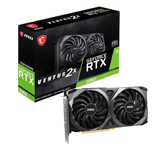 MSI Gaming GeForce RTX 3060 12GB 15 Gbps GDRR6 192-Bit HDMI/DP PCIe 4 Torx Twin Fan Ampere OC Graphics Card (RTX 3060 Ventus 2X 12G OC), Black - Store For Gamers