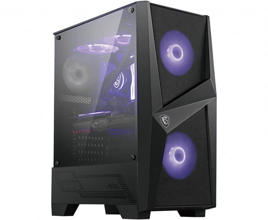 MSI MAG Forge 100M Mid Tower Gaming PC Case (Black, 2 x 120mm RGB Fans, 1 x 120mm Rear Fan, 2 x USB 3.2 Gen1 Type-A) - Store For Gamers