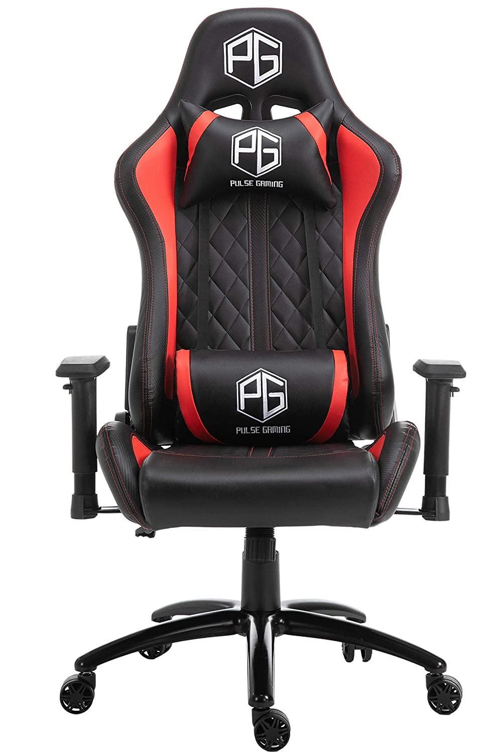 Pulse Gaming Racing Edition GT-07 Ergonomic Rolling , Arm Rest Gaming Chair with Metal Base (Black , Red) - Store For Gamers