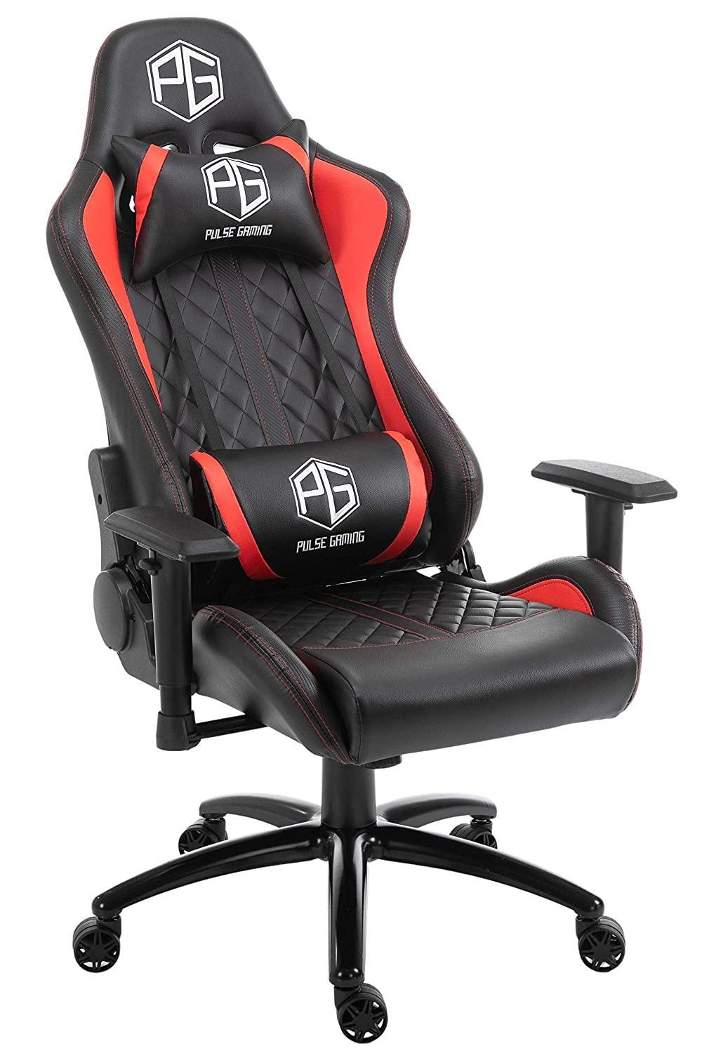 Pulse Gaming Racing Edition GT-07 Ergonomic Rolling , Arm Rest Gaming Chair with Metal Base (Black , Red) - Store For Gamers